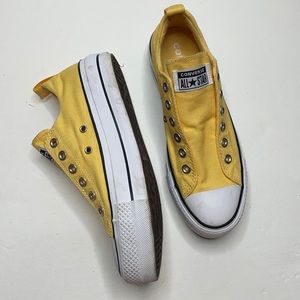 Converse yellow platform lift slip on sneakers